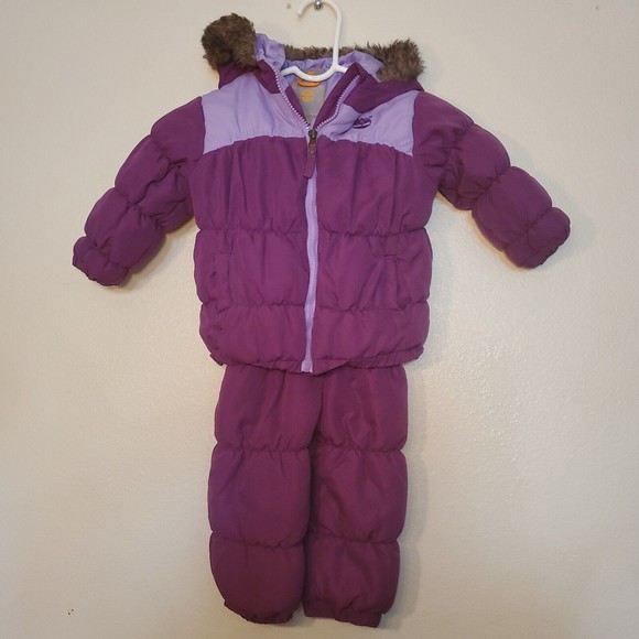 Timberland Girl 24M Puffer Puffy Jacket Coat & Ski Pants Purple Winter